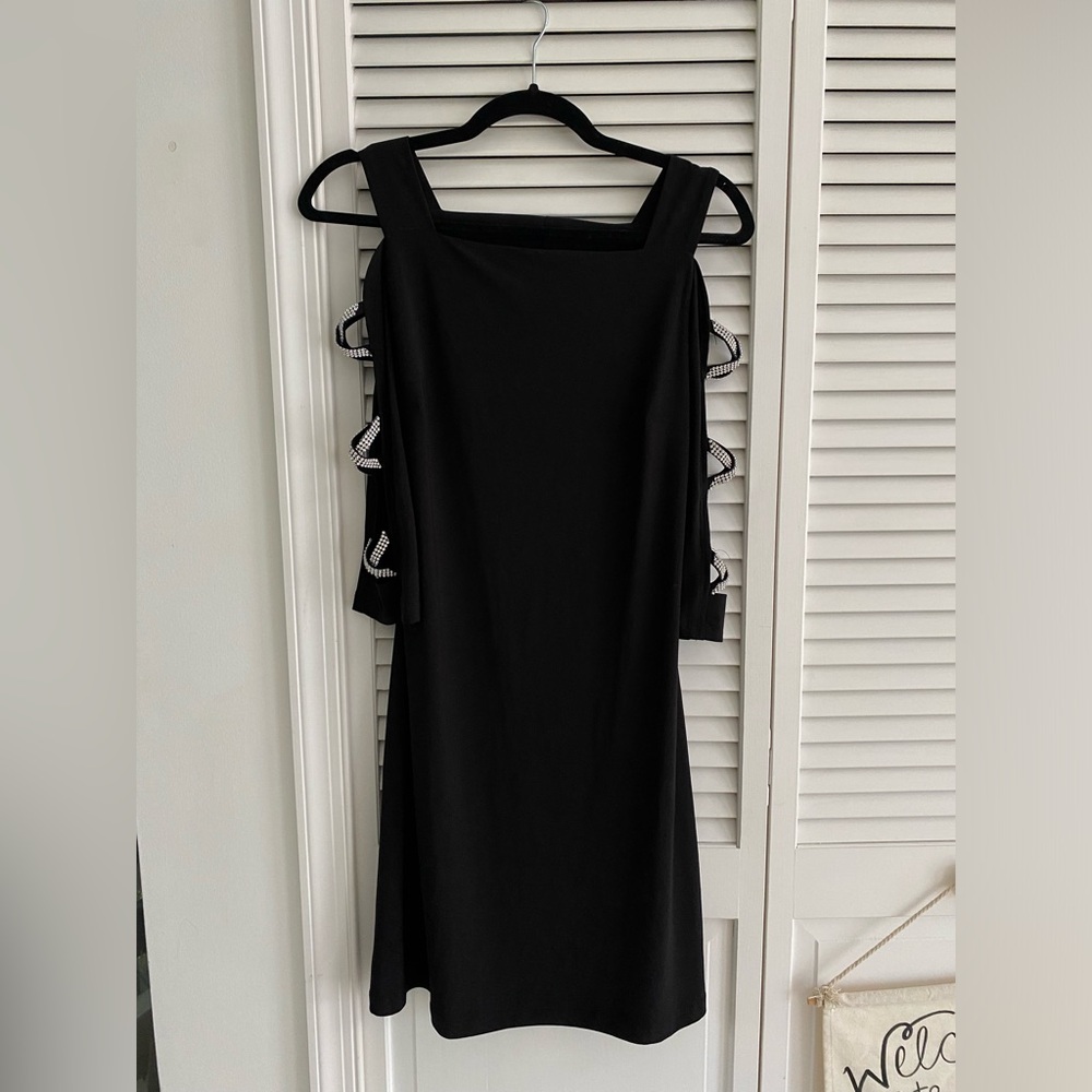Size Small Black Dress with Rhinestone 3/4 sleeves